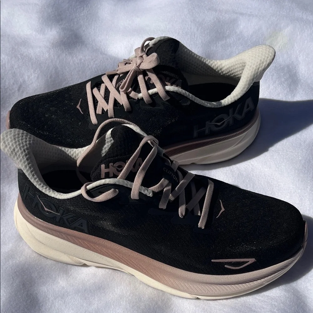 Hoka Women's Black and Light Pink Athletic Shoes - Picture 3 of 8